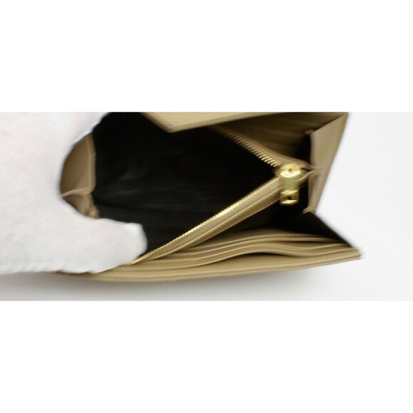 Saint Laurent Monogram Flap Wallet Beige Matelasse Chevron Beige Leather YSL - Picture 9 of 10